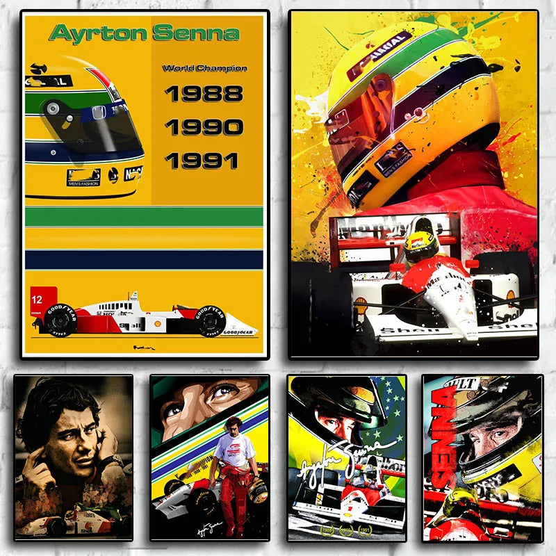 Legend Racing Driver Ayrton Senna Poster Wall Room Decor