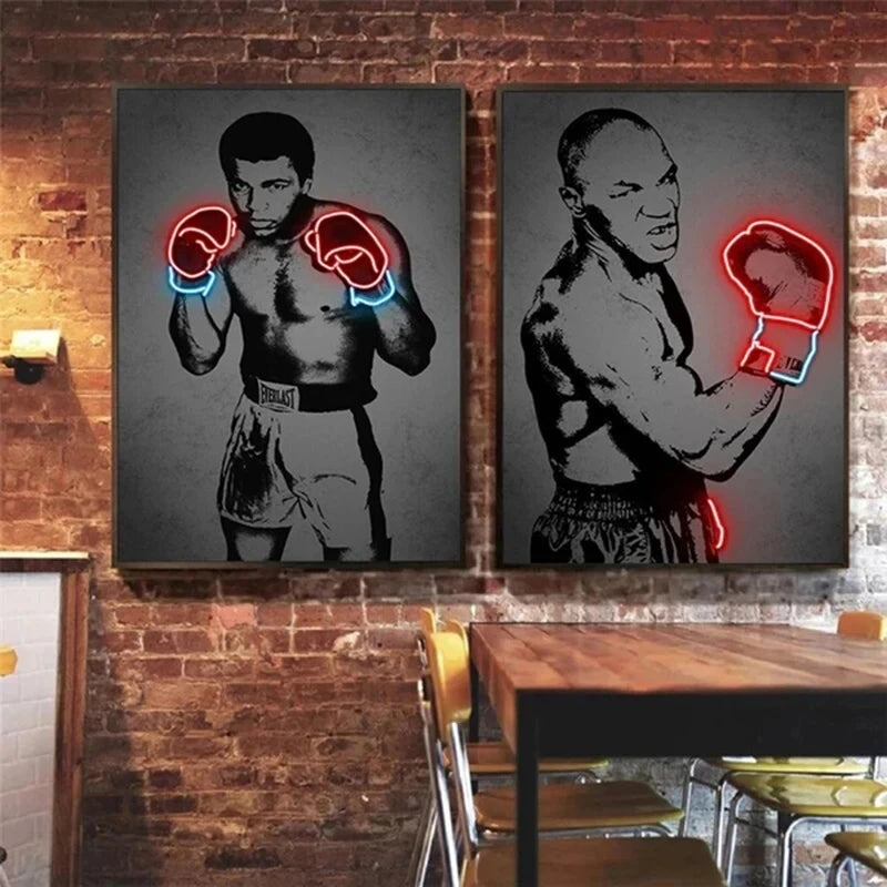 Neon Design Boxing Canvas Paintings Iron Mike Tyson Boxer