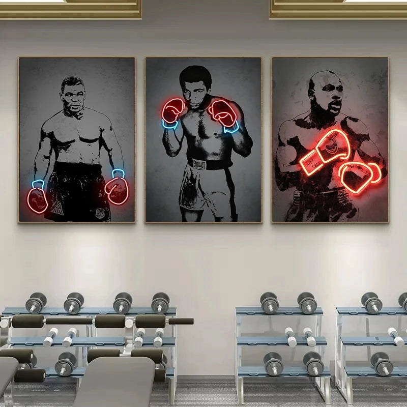 Neon Design Boxing Canvas Paintings Iron Mike Tyson Boxer