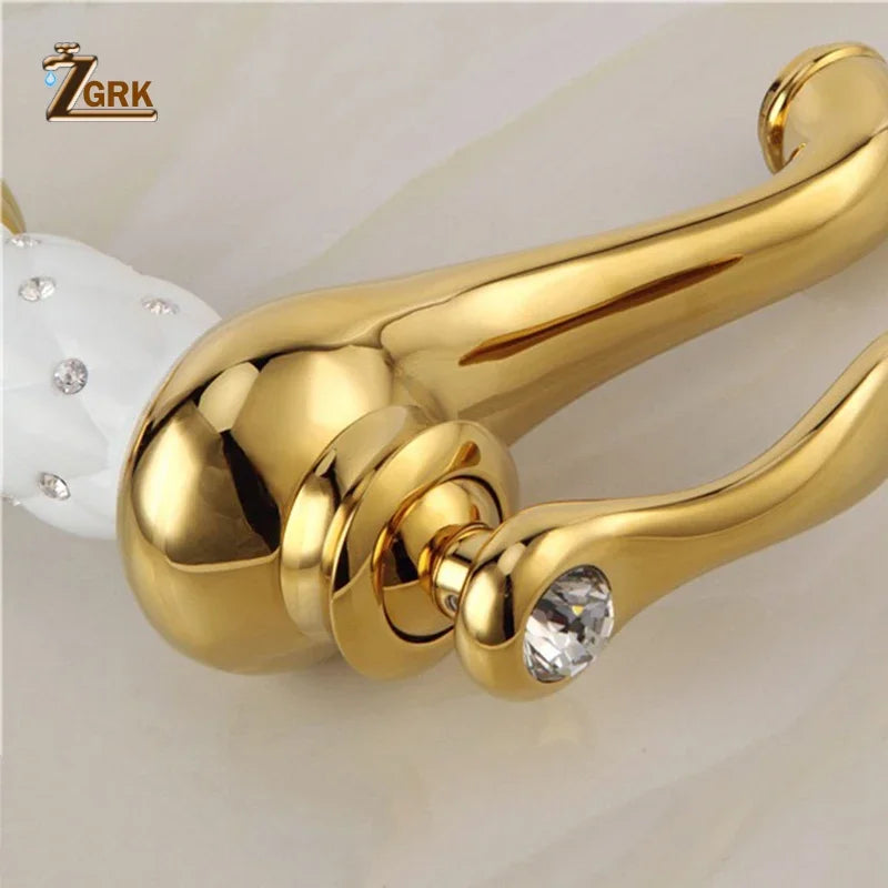 Diamond Gold Bathroom Faucet Single Handle Mixer Tap Hot and Cold Water