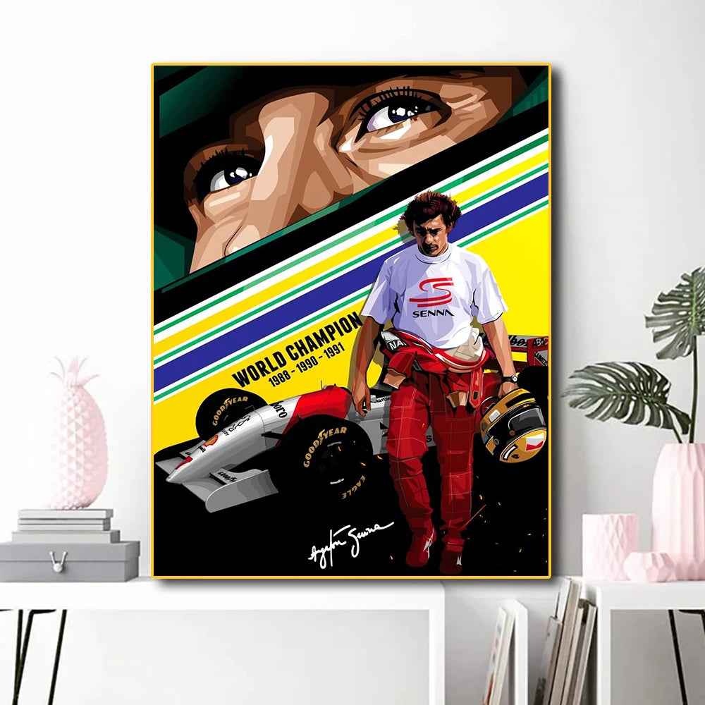 Legend Racing Driver Ayrton Senna Poster Wall Room Decor