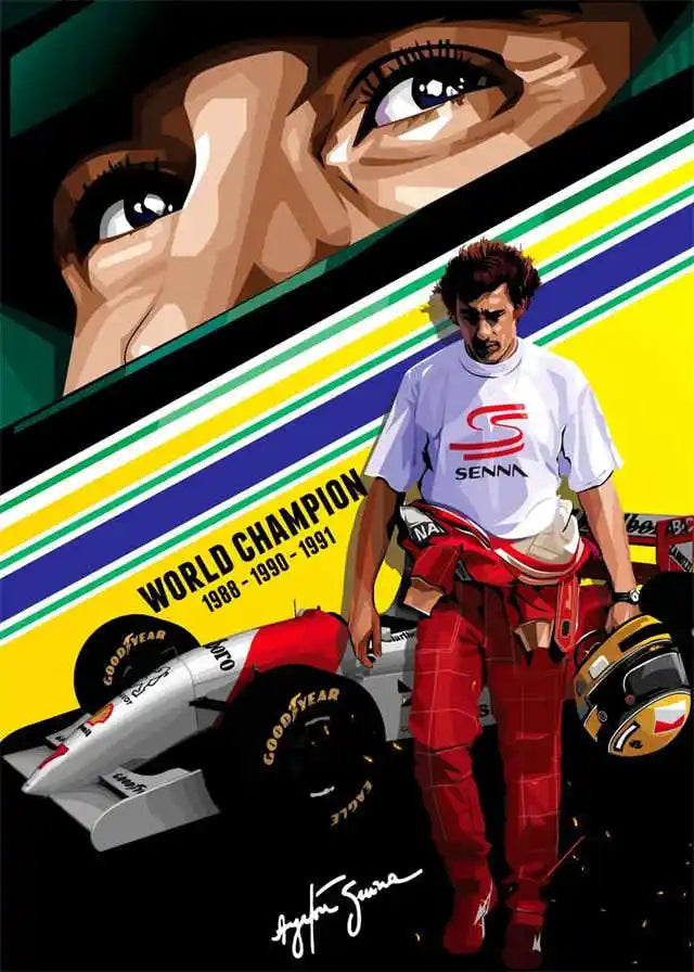 Legend Racing Driver Ayrton Senna Poster Wall Room Decor