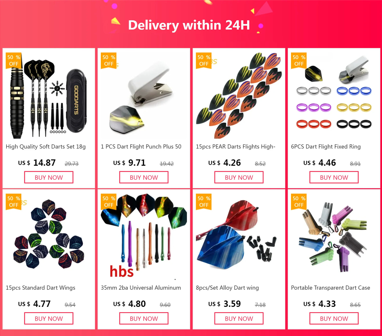 15 Pcs Darts Flights 5 Colours