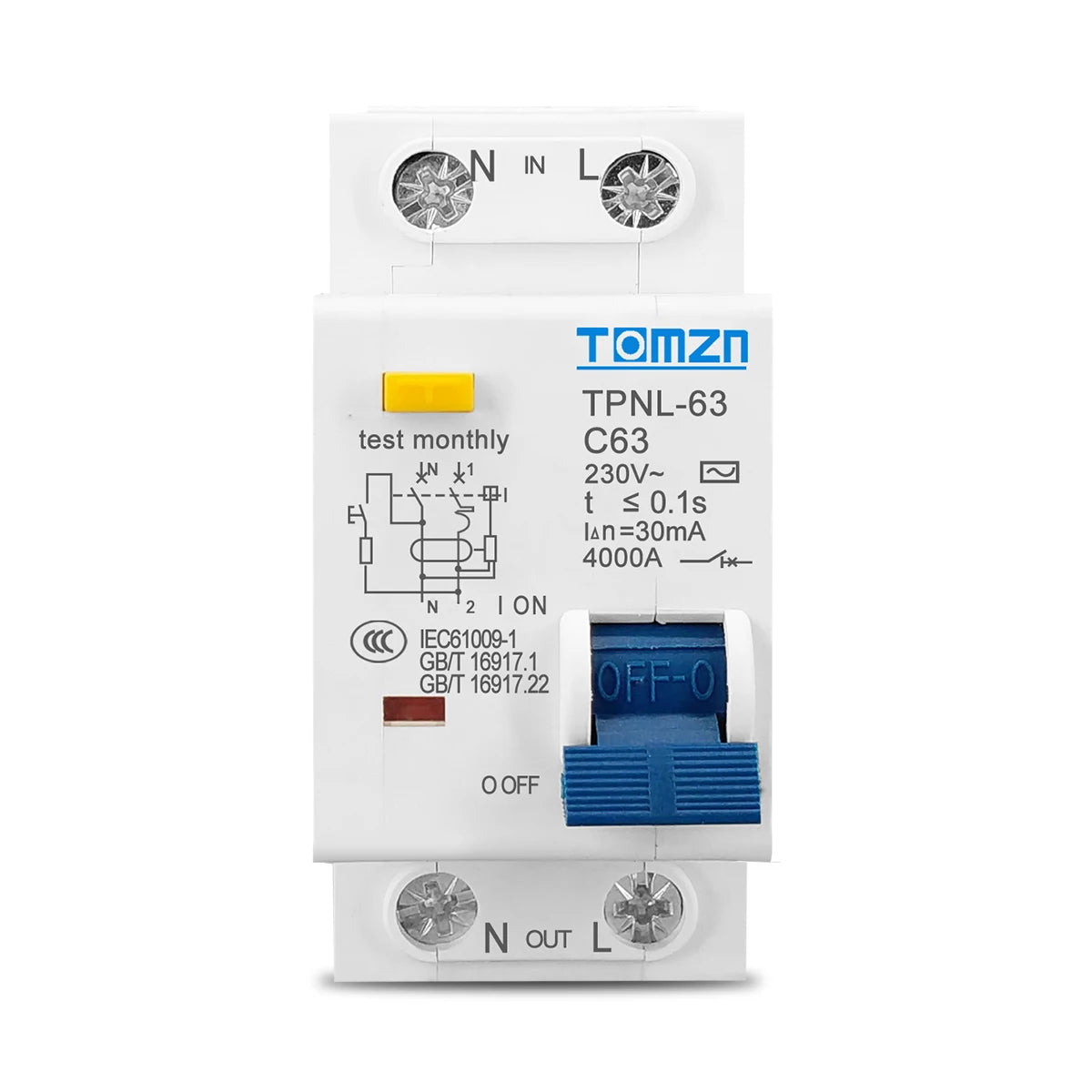 TPNL DPNL 230V 1P+N Residual current Circuit breaker with over and short current Leakage protection RCBO MCB