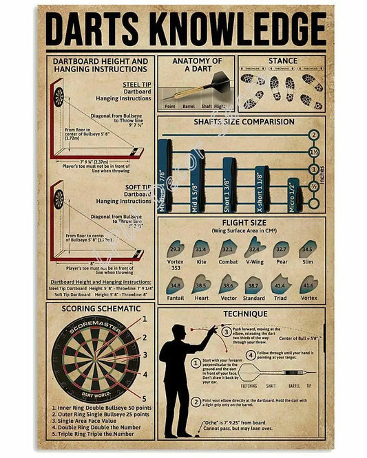 Darts Poster Gift for Beginner Multisize Wall Decor