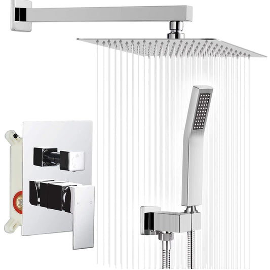 Wall Mount Bathroom Rain Waterfall Shower Faucets Set