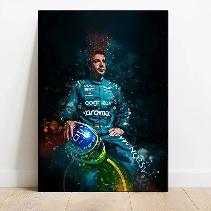 Lewis Hamilton Fernando Alonso George Russell Sebastian Vettel F1 Driver Canvas Painting Wall Pictures Room Home Decoration