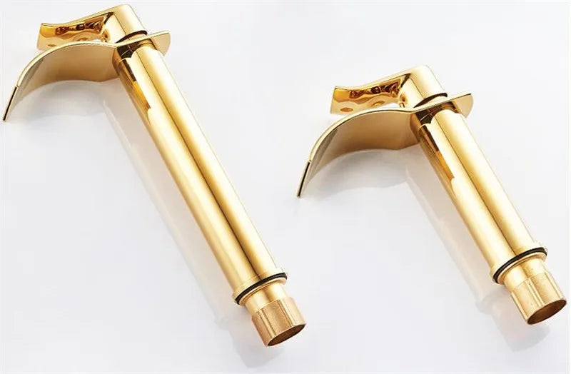 Basin Faucet Gold and white Waterfall Faucet Brass Bathroom Faucet Mixer Tap Hot and Cold Sink