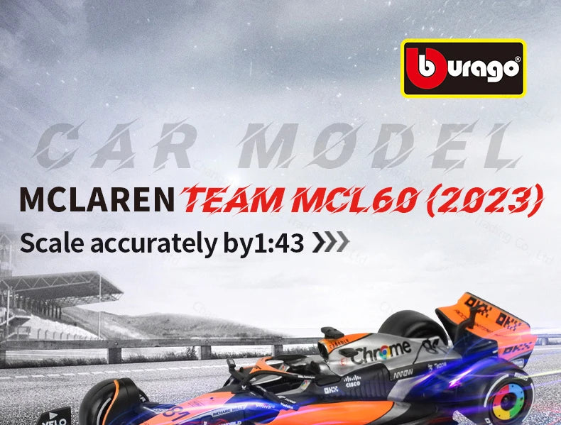 Bburago 1:43 2023 Mclaren MCL60 F1 Formula Car Die Cast Vehicles Collectible Model Racing Toys