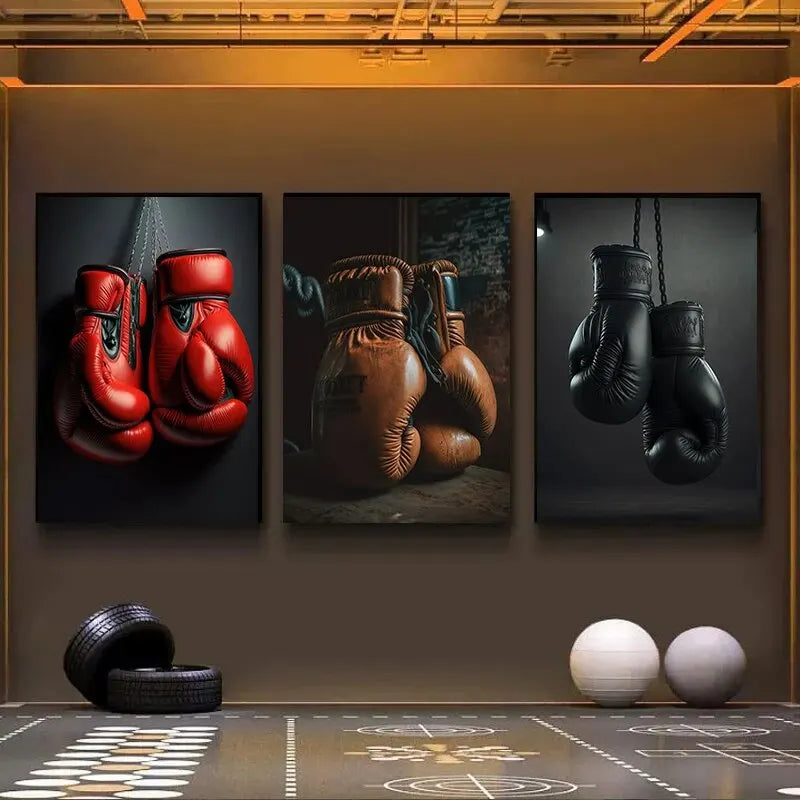 Boxing Gloves Vintage Canvas Painting Variety of Options