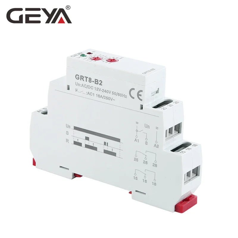 GEYA GRT8-B Off Delay Time Relay Electronic 16A AC230V OR AC/DC12-240V CE CB Approved