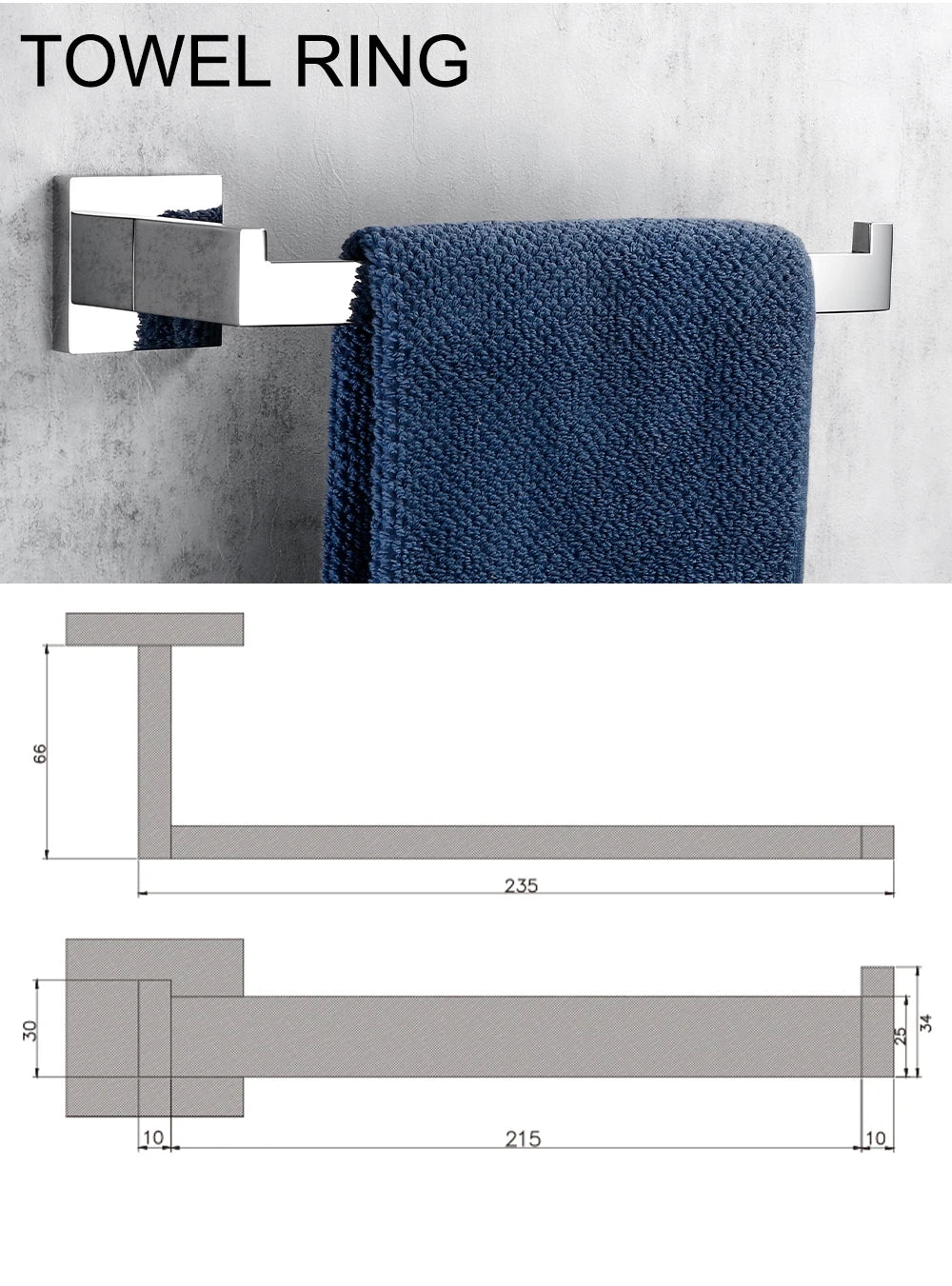 Bathroom Accessories towel bar, robe hook, toilet paper holder and towel ring